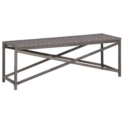 Produktbild von Gartenbank "Hormersdorf" aus PE (Polyethylen) Rattan & pulverbeschichteter Stahlrahmen in Grau. Abmessungen (L/B/H) 120x40x43 cm