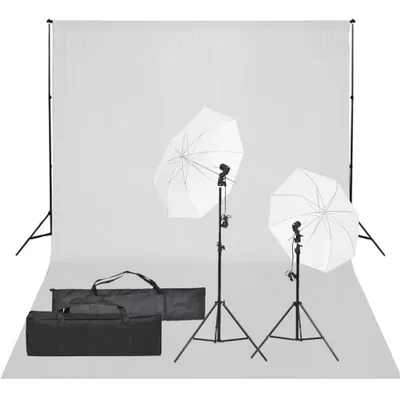 Zdjęcie produktu dla vidaXL Studio fotograficzne z oświetleniem i tłem