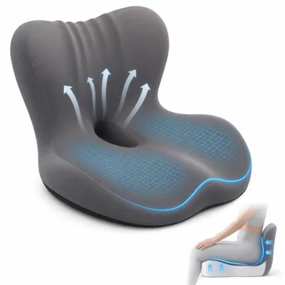 Orthopädisches Sitzkissen mit Rückenlehne, Grau