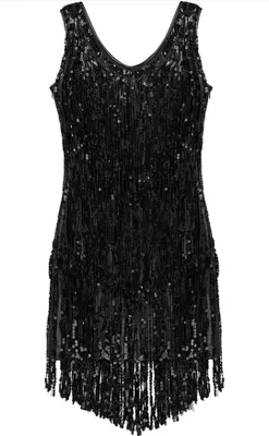 Obrázok produktu pre Dámske flitre Veľkosť M Šaty Salsa Rumba Dance Belly Dance Metallic Dress Shiny Dance Dress for Party