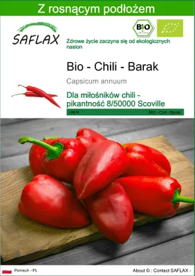 Zdjęcie produktu dla SAFLAX - Bio - Chili - Barak - 15 Nasiona - Z podłożem uprawowym wolnym od zarazków - Capsicum annuum