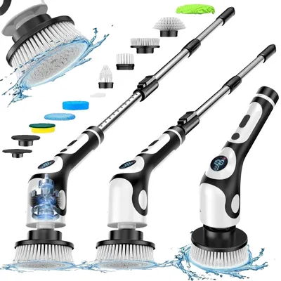 Image de Brosse de nettoyage électrique, multifonctionnelle, àvocale, noire