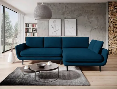 Produktbild von DOMO-HOME Ecksofa mit Schlaffunktion SOLANO – Elegantes Skandinavisches Ecksofa 260x167cm| Bettkasten und Holzbeinen für Komfort und Stil | Hochwertigen Materialien | Farbe blau | Rechts