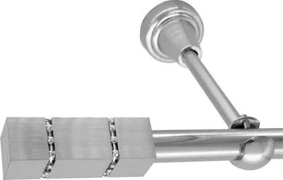 Close-up of a curtain rod and bracket.