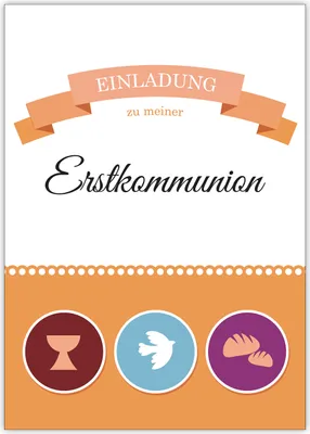 Produktbild von 4x Moderne Einladungskarte zu meiner Erstkommunion mit christlichen Symbolen
