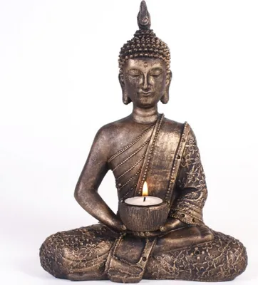 Immagine prodotto di Something Different Tea Light Holder Sitting Thai Buddha SD949 (Taglia unica) (Marrone/Oro)