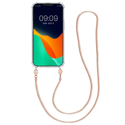 Produktbild von kwmobile Schutzhülle kompatibel mit Apple iPhone 13 Pro - Hülle - Handykette - Silikon Handyhülle Cover Case Rosegold Transparent