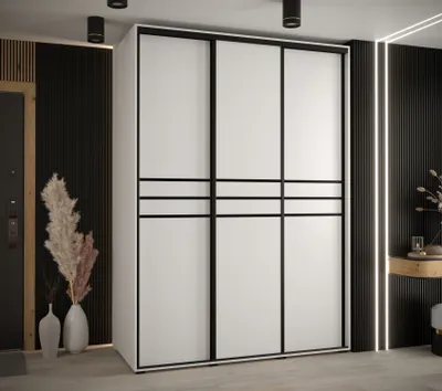 Produktbild von Kleiderschrank ASIRI 10 - 170/60 cm, weiß/schwarz
