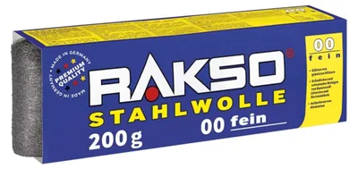 Produktbild von RAKSO Stahlwolle fein 00-1 Banderole à 200g, glättet Hölzer, Reinigung Kunststof