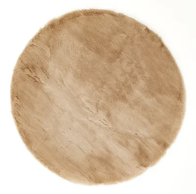 Produktbild von Fellteppich Rund 120 cm Taupe besonders weicher Hochflor