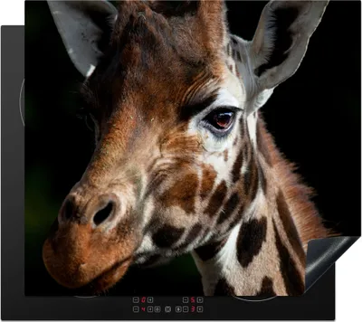 Produktbild von KitchenYeah© Herdabdeckplatte Giraffe - Leicht - Schwarz , 60x52cm, Küche Deko, Glaskeramikkochfeld Herdabdeckung, Abdeckplatte fùr Kochfeld