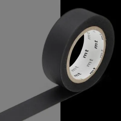 Zdjęcie produktu dla Dekoracyjna taśma samoprzylepna, jednokolorowa - czarny mat - 1,5 cm x 7 m