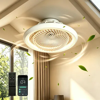 Produktbild von Φ49cm Deckenventilator mit Beleuchtung Fernbedienung APP 38W Lampe mit Ventilator Stufenlos Dimmbar 360° Drehbarer 6 Geschwindigkeiten 3 Lichtfarben