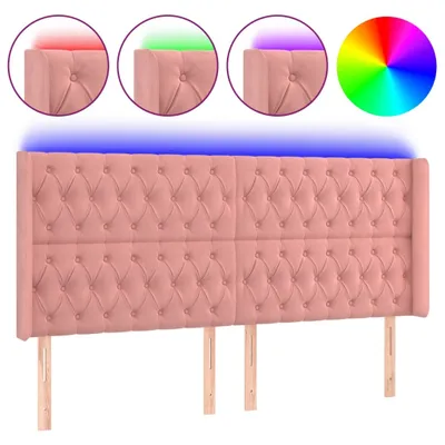 Produktbild von vidaXL LED Kopfteil Rosa 183x16x118/128 cm Samt