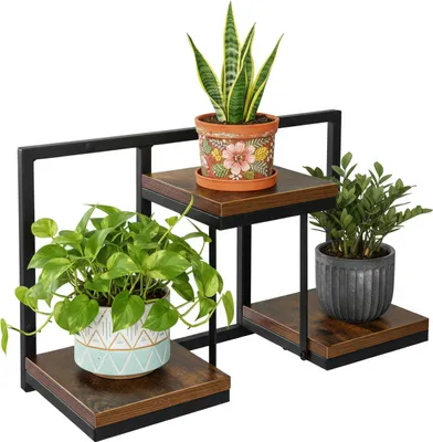 Imagen del producto de Soporte para plantas de estilo industrial en color negro, marca JOSE RUSTIC, hecho de roble envejecido