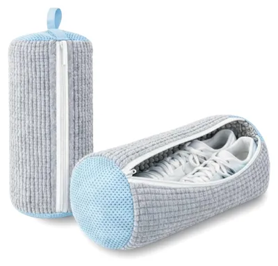 Imagen del producto de Juego de 2 bolsas para zapatos de microfibra, con cremallera reforzada, ideales para zapatillas deportivas y zapatillas de deporte