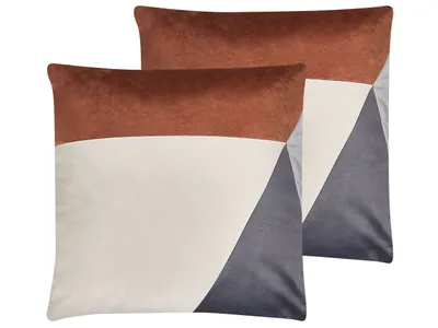 Produktbild von BELIANI Dekokissen 2er Set Mehrfarbig Stoffbezug mit Polyester-Füllung 45x45 cm geometrisches Muster Accessories Wohn- u. Schlafzimmer