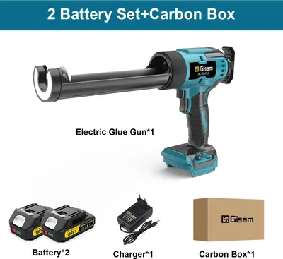 Immagine prodotto di Pistola a batteria per silicone - Pistola elettrica per silicone - 2 batterie - 6 velocità - 18 V - Motore a spazzole - Blu