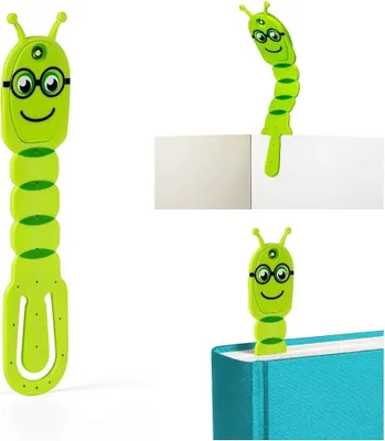 Produktbild von Flexilight Pals Leselicht (Bookworm) - grün - 2 in 1 Leselampe & Lesezeichen - LED Leselicht - Geschenk für Leser, Buchliebhaber - Deutsche Ausgabe