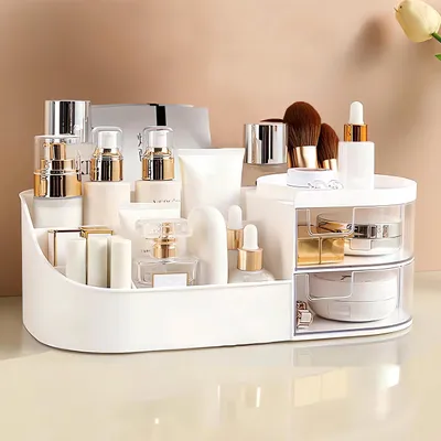 Image de Omgoods - Organisateur de maquillage avec 2 tiroirs - Boîte de rangement cosmétiques multifonctionnelle