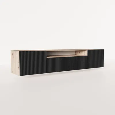 Produktbild von MEBLINI TV-Schrank 200cm Lang - Fernsehschrank - TV Lowboard Industrial - Unterschrank für Fernseher - TV-Unterschrank - TV-Schrank - Hängeschrank - NOEMI - 200x41x40cm - Artisan Eiche/Schwarz Matt