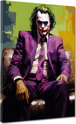 Produktbild von Joker im Anzug Pop Art Leinwandbild Wandbild Deko XL Kunst: 60x80x2cm