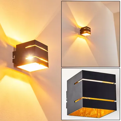 Produktbild von Riccio »Riccio« Wandlampe aus Metall in Schwarz/Gold mit Schlitzen