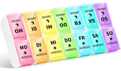 Produktbild von Famanu Tablettenbox 7 Tage mit 2 Fächern pro Tag - Transparent