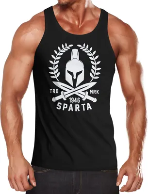 Produktbild von Herren Tank-Top Sparta Schriftzug Spartaner-Helm Schwert Muskelshirt Muscle -Shirt Neverless® schwarz L