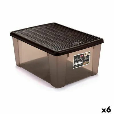 Obrázek produktu pro Úložný box s víkem Stefanplast Elegance hnědý plast 15 L 29 x 17 x 39 cm (6 kusů)