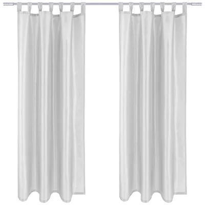 Imagen del producto de Paquete de 2 cortinas opacas Alessia con lazadas, 140x245 cm, color gris claro