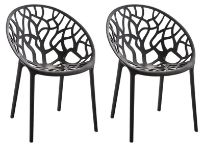 Produktbild von CLP 2er Set Gartenstuhl Hope, Modernes Design, Wetterfest, Stapelbar, Mit Armlehnen Farbe schwarz