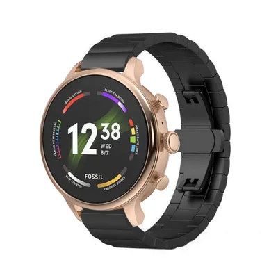 Produktbild von Strap-it Metallarmband - Kompatibel mit Fossil Gen 6Armband 42mm Fossil uhrenarmband Fossil ersatzarmband Edelstahl für Smartwatch 18mm Armband Schwarz18mm