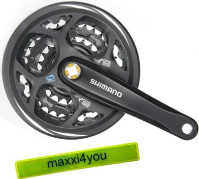 Produktbild von Shimano Kurbelgarnitur ALTUS FC-M311 3x7/8 Zähne: 48-38-28 schwarz inkl. maxxi4you Reflexband