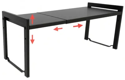 Image de Étagère extensible, noire, de 35 à 66 cm