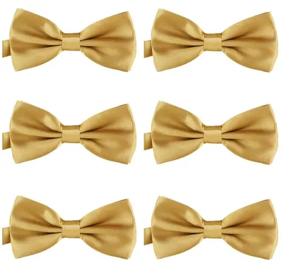 Produktbild von 6er Set DonDon Herren Fliege 12 x 6 cm gebunden und längenverstellbar messing