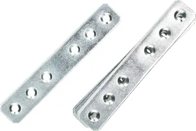 Obrázok produktu pre KOTARBAU® Sada 100 perforovaných plechov 116 x 20 mm Pozinkovaná strieborná spojka Drevená spojka Vnútorná - vonkajšia strana Perforovaný plech Oceľová spojka Doskový panel