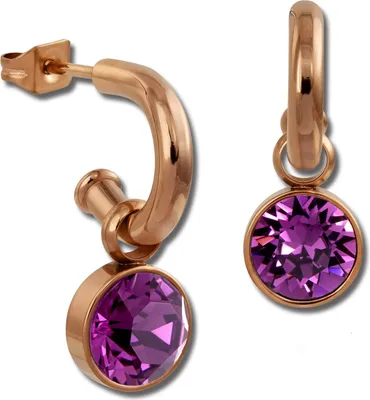 Image de Amello Boucles d'oreilles en acier fin pink scintillant zirconias rose or ESOS51F