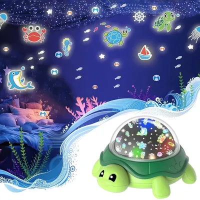Image de Projecteur de ciel étoilé pour bébé, veilleuse, lampe de projection LED à vagues océaniques pour enfants, aide au sommeil avec rotation à 360°, 5 couleurs, cadeau, vert