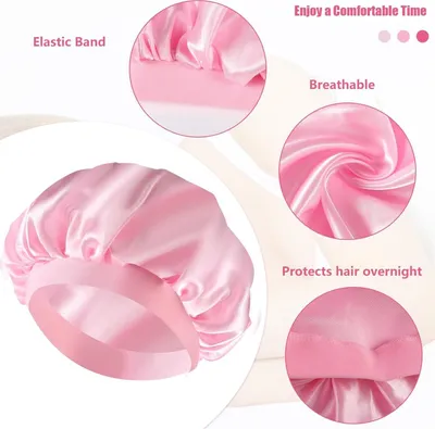 Produktbild von 3 Stück Seidenhaube zum Schlafen Seide Verstellbare Satin Haarhaube