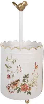 Produktbild von Clayre & Eef 6Y5997 Küchenrollenhalter Weiß Goldfarbig 14x30 cm