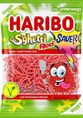 Produktbild von Spaghetti rot sauer Gelees 85g - Haribo