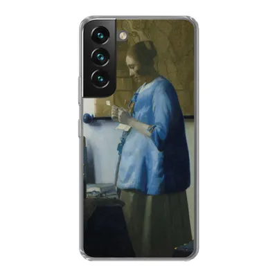 Produktbild von MuchoWow® Handyhülle Schutzhülle Hülle für Samsung Galaxy S22 Frau in Blau liest einen Brief - Gemälde von Johannes Vermeer Silikon Softcase Handy Hülle - Mobiltelefonhülle