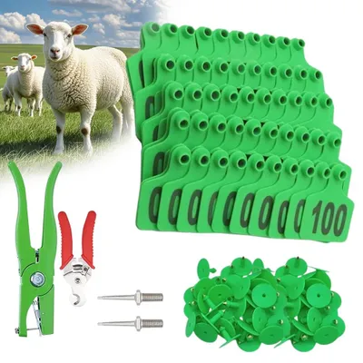 Produktbild von Tiermarken 1-100 nummerierte Ohrmarken für Nutztiere, Ohrmarken zur Kennzeichnung mit Zange und 2 Stiften for Rinder, Ziegen, Schafe, Schweine