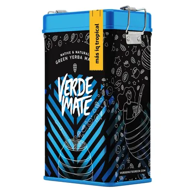 Produktbild von Verde Mate - Mate Tee in Dose Mas IQ Tropical 500g - 5mm Dicke Blätter, Staubfrei, Mild - Ginkgo, Ginseng - Luftgetrocknet - Yerba Mate Brasilien
