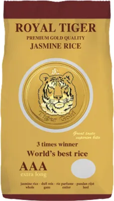 Produktbild von Royal Tiger Jasminreis Duftreis Premium Gold, 1kg Beutel, Langkornreis