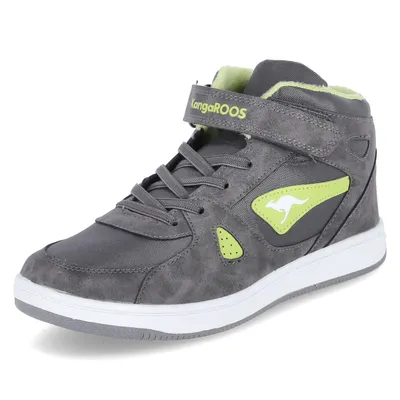 A single high-top sneaker is shown against a white background.