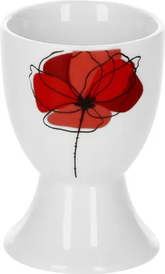 Produktbild von Eierbecher Monika rund Ø48mm H70mm Eierständer hoch Egg Cup Mohn-Blume rot edles Porzellan Gastro