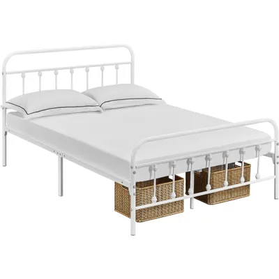 Produktbild von Yaheetech Bettrahmen Metallbett Bettgestell aus Metall mit Lattenrost, Modern Gästebett Jugendbett, 140 x 200 cm Weiß