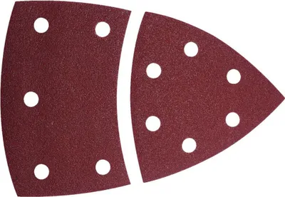 Produktbild von wolfcraft 10 Haft-Schleifblätter für Dreieckschleifer - Körnung 80 - Dreieck-Schleifblatt Eckmaß 95 mm und Basis Schleifblatt - für Holz, Metall, Farb